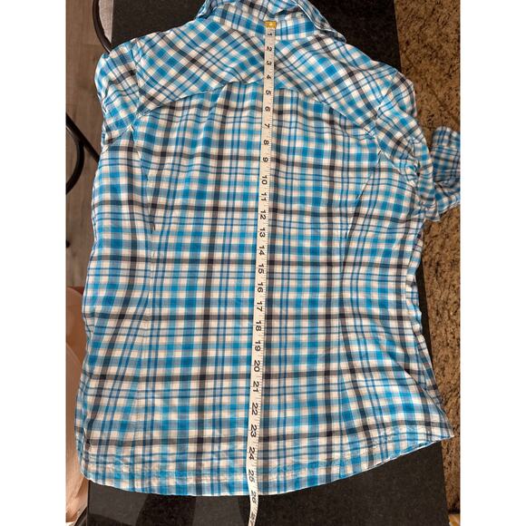 Columbia Omni-Shade Sun Protection Long Sleeve Plaid Blue Women's Size Large - Picture 10 of 11